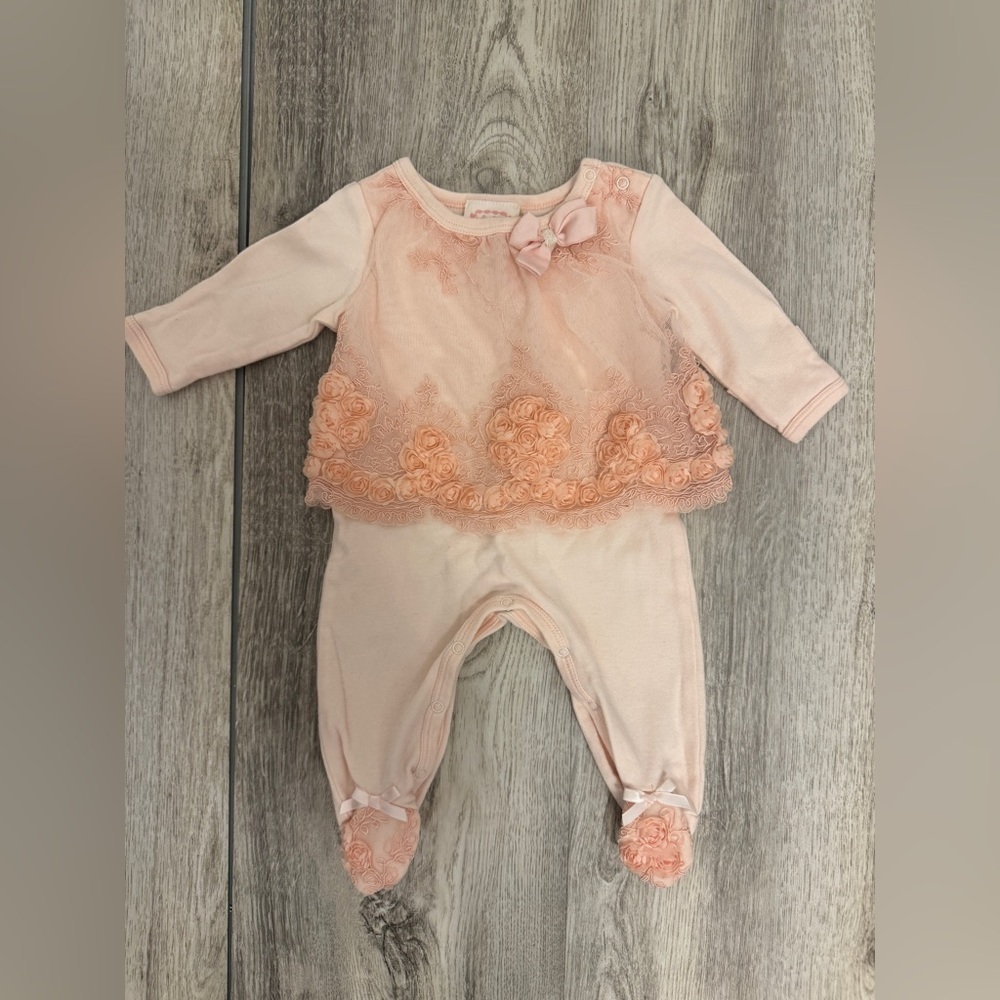Biscotti Pink Textured Footies One Piece